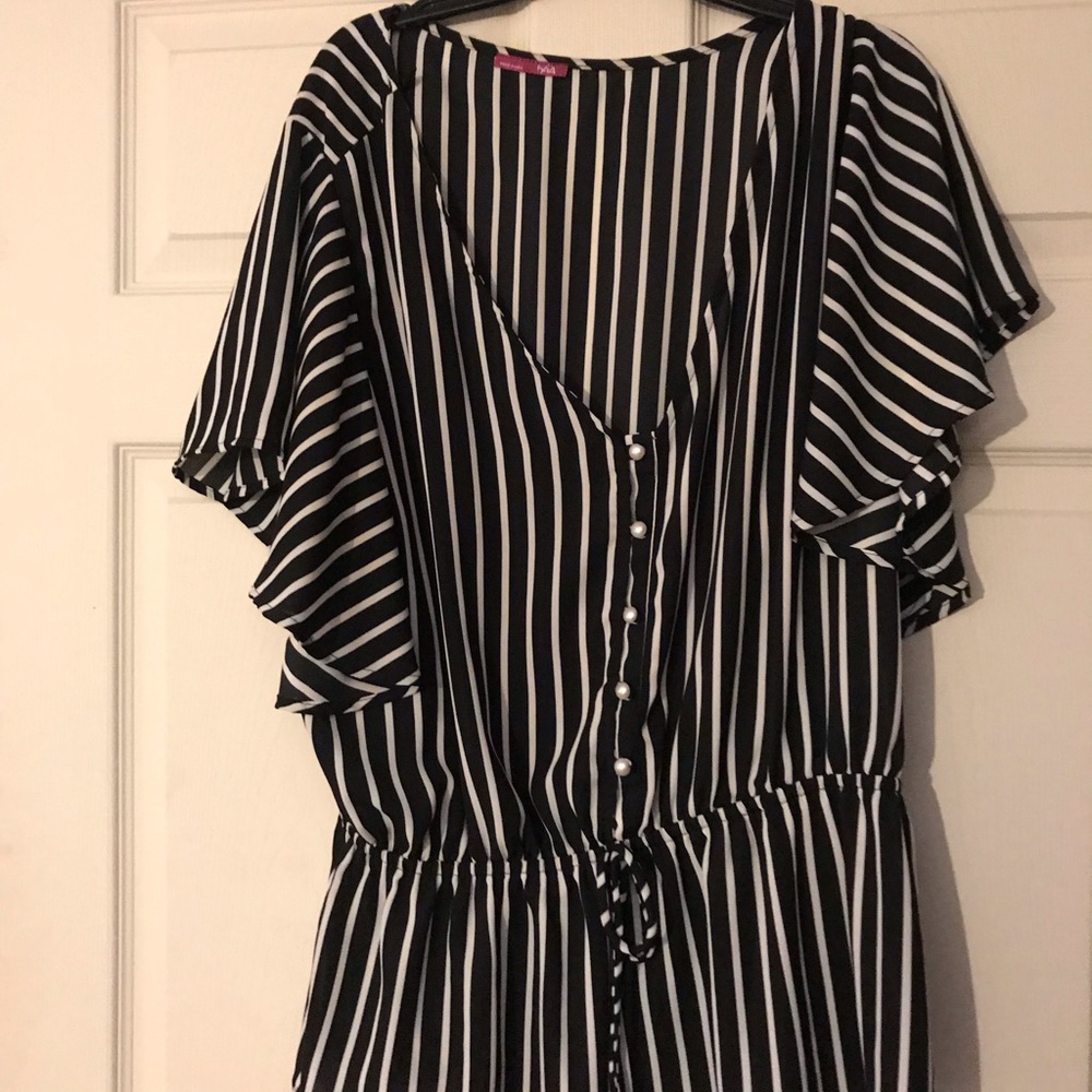 Black & white striped peplum top